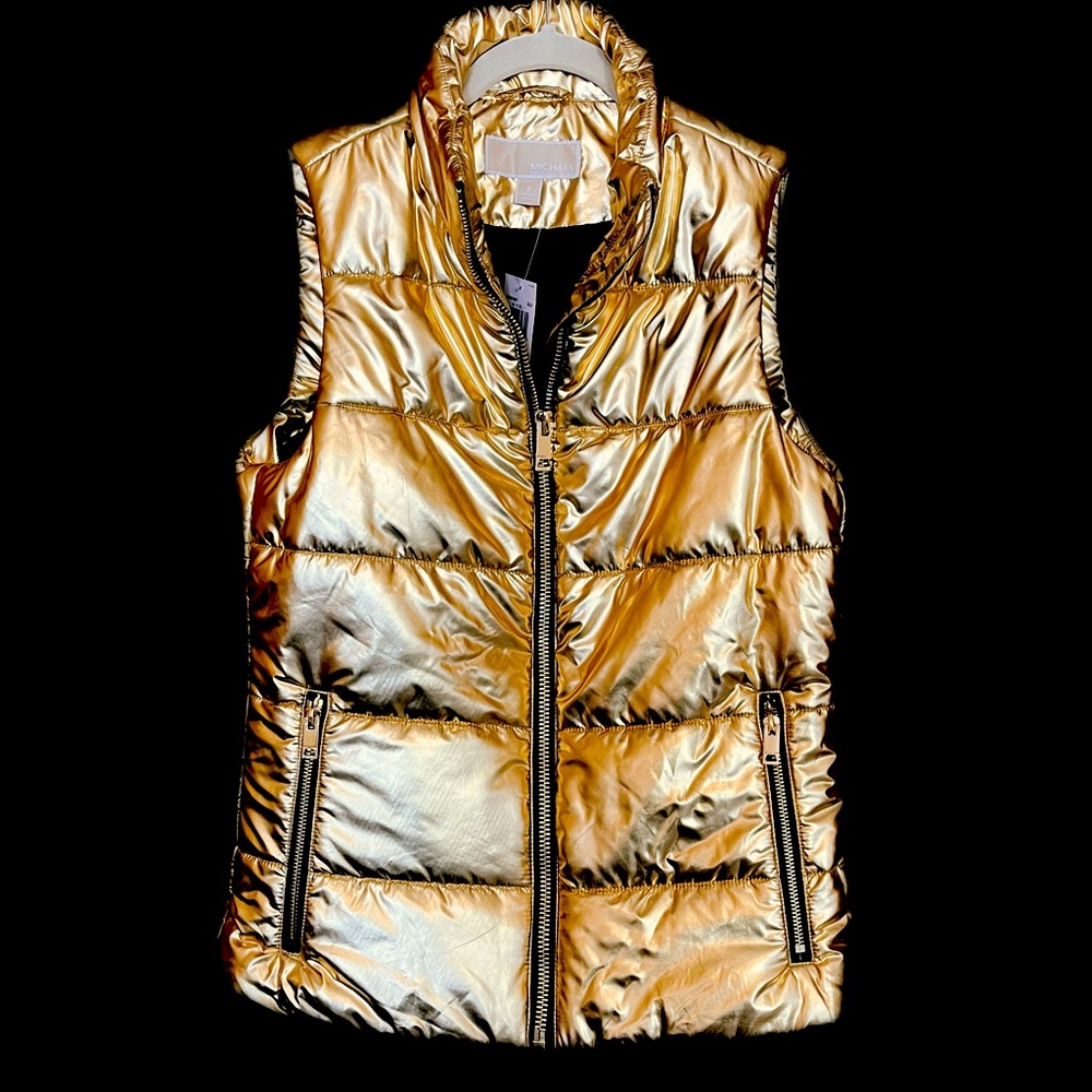 NWT Michael Kors gold puffer vest